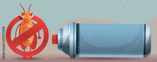 Spray cockroach concept banner. Cartoon illustration of spray cockroach vector concept banner for web design
