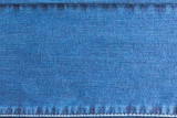 Jeans denim texture with seams on top and bottom, background, texture