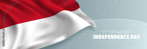 Indonesia happy independence day vector banner, greeting card