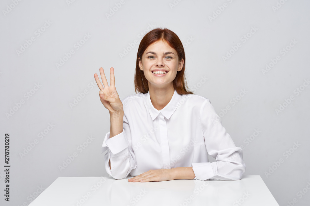 happy woman in office happy woman in office