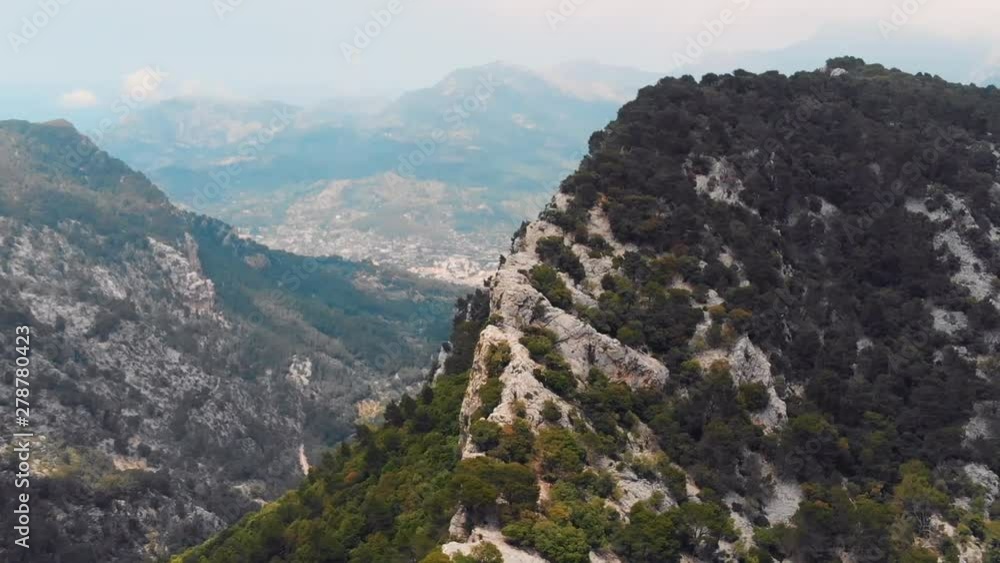 Aerial Drone Shot, High Peak Range Mountain Of Mallorca Port Soller Spain Europe Aerial Drone Shot, High Peak Range Mountain Of Mallorca Port Soller Spain Europe
