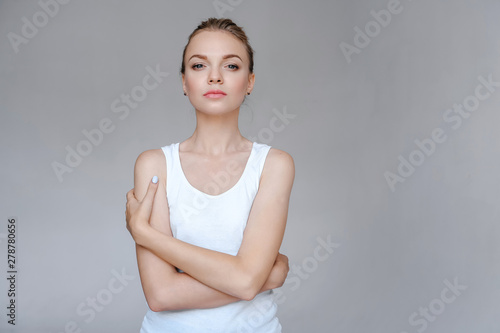 beauty fashion portrait young woman with clear skin