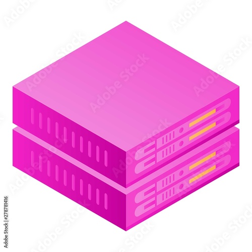 Server rack icon. Isometric of server rack vector icon for web design isolated on white background