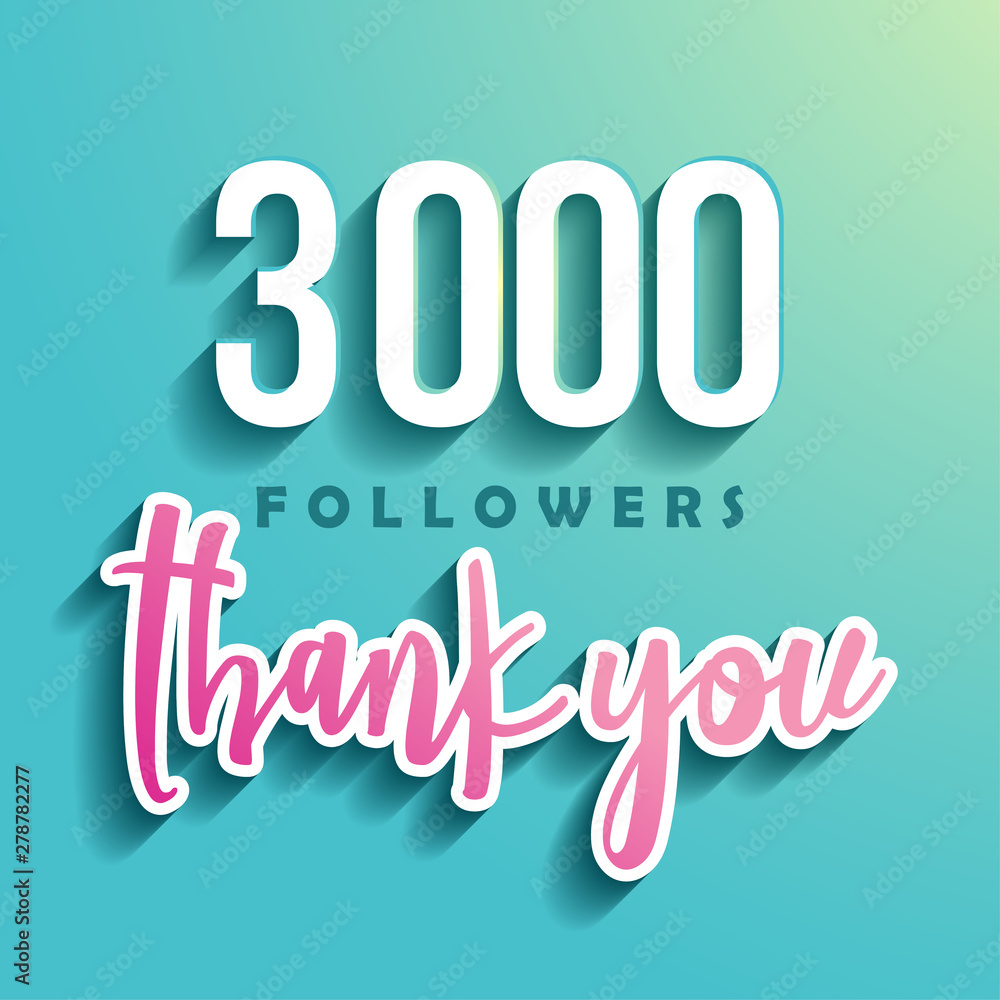Φωτογραφία 3000 followers Thank you - Illustration for Social Network friends, followers, Web user Thank you celebrate of subscribers or followers and likes