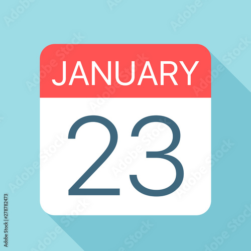 January 23 - Calendar Icon. Vector illustration of one day of month