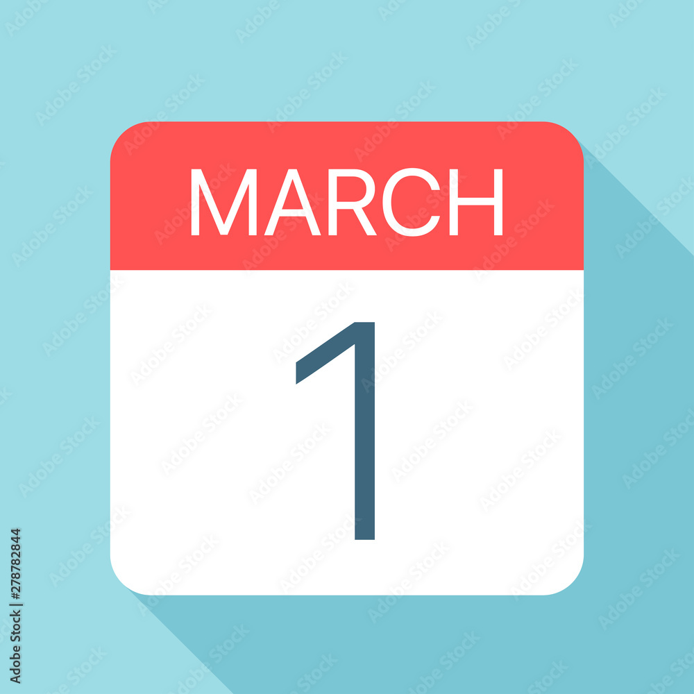 March 1 - Calendar Icon. Vector illustration of one day of month March 1 - Calendar Icon. Vector illustration of one day of month