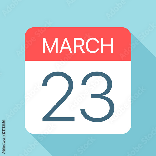 March 23 - Calendar Icon. Vector illustration of one day of month