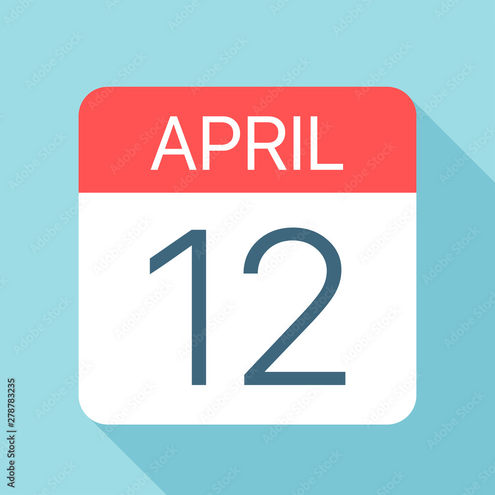 April 12 - Calendar Icon. Vector illustration of one day of month April 12 - Calendar Icon. Vector illustration of one day of month