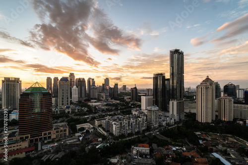 Sunset over Jakarta business district in Indonesia © jakartatravel