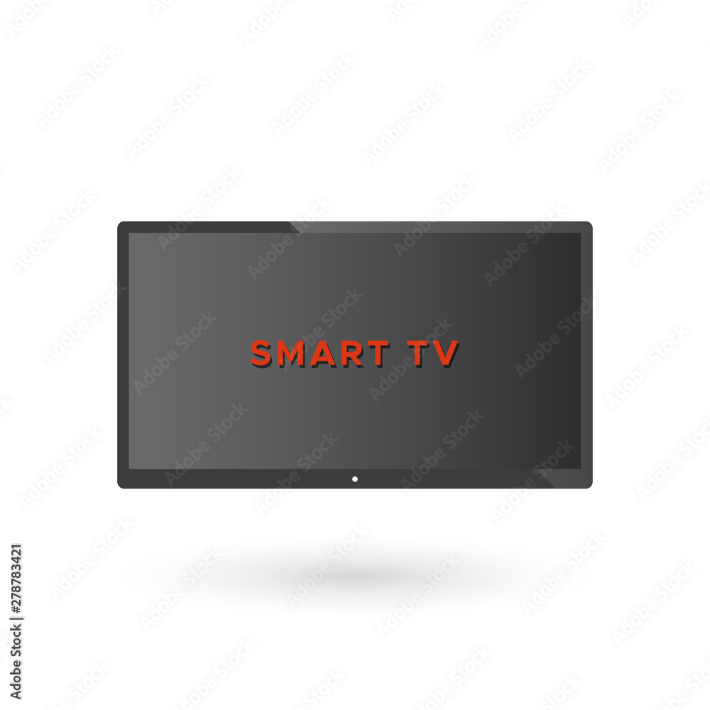 Smart TV screen with red text. Vector illustration, flat design Smart TV screen with red text. Vector illustration, flat design