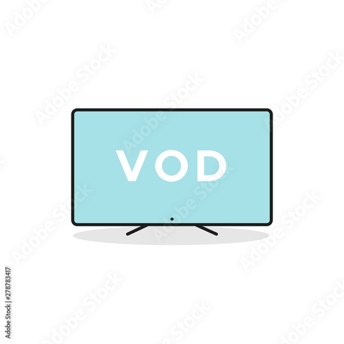 Smart TV device icon. Video on demand. Vector illustration, flat design