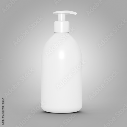 White plastic bottle with dispenser for cosmetic - mockup. 3d illustration