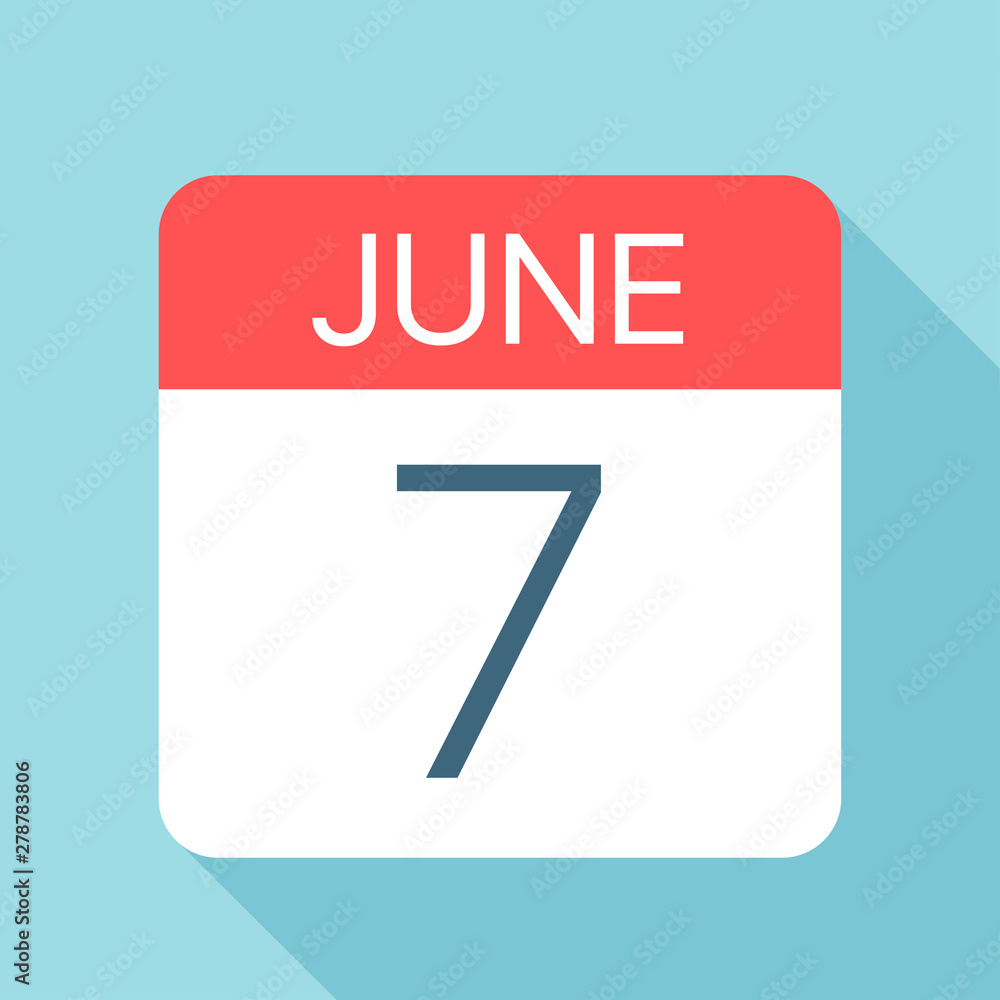 June 7 - Calendar Icon. Vector illustration of one day of month June 7 - Calendar Icon. Vector illustration of one day of month