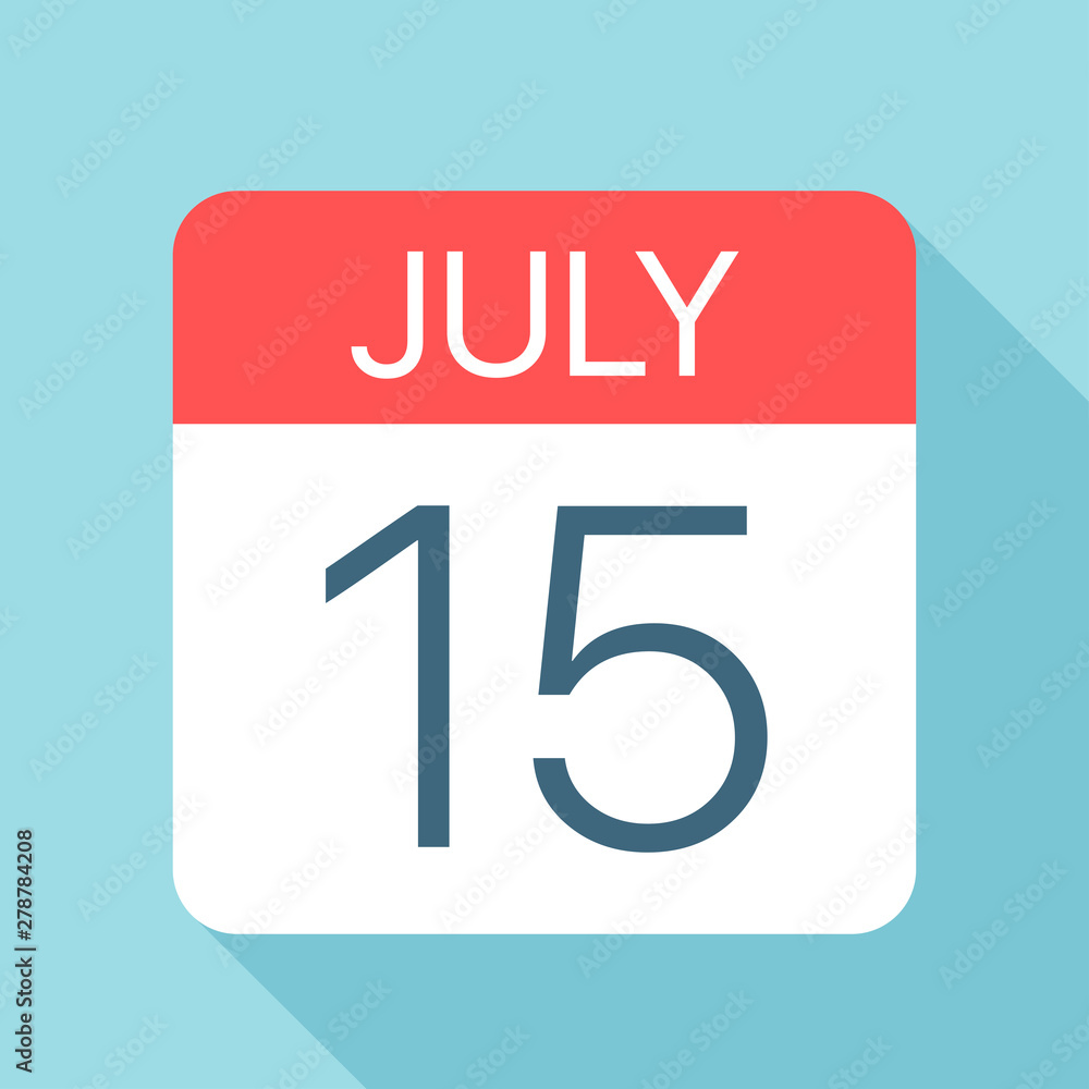July 15 - Calendar Icon. Vector illustration of one day of month July 15 - Calendar Icon. Vector illustration of one day of month