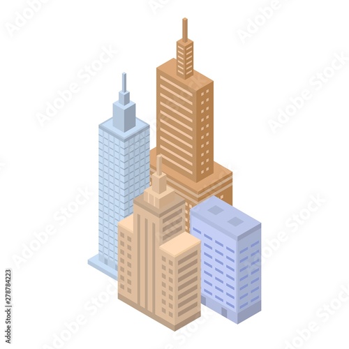 Megapolis buildings icon. Isometric of megapolis buildings vector icon for web design isolated on white background