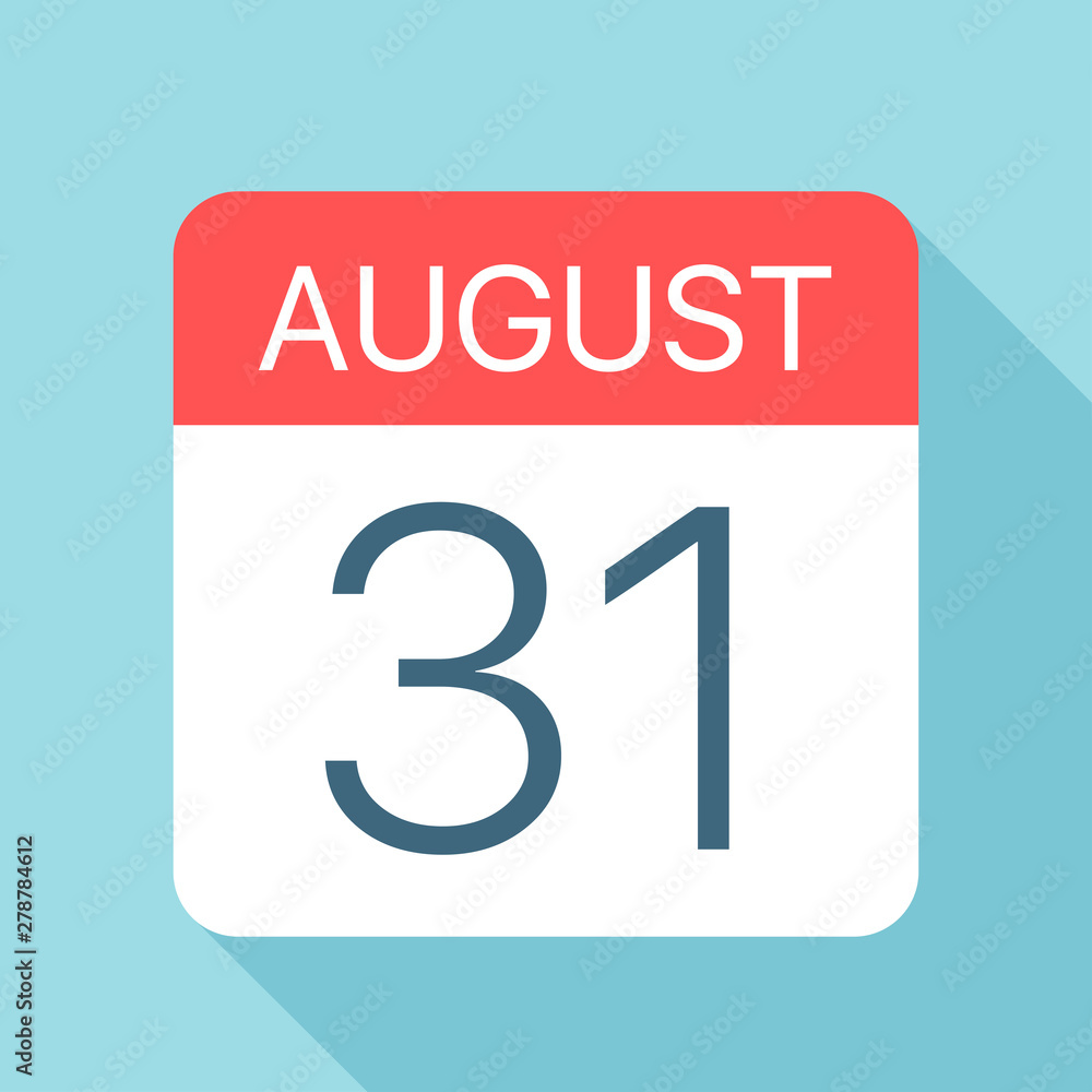 August 31 - Calendar Icon. Vector illustration of one day of month August 31 - Calendar Icon. Vector illustration of one day of month
