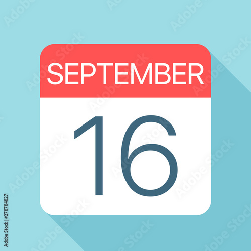 September 16 - Calendar Icon. Vector illustration of one day of month