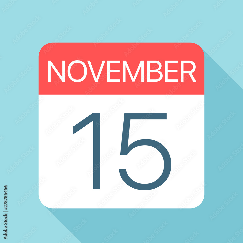 November 15 - Calendar Icon. Vector illustration of one day of month November 15 - Calendar Icon. Vector illustration of one day of month