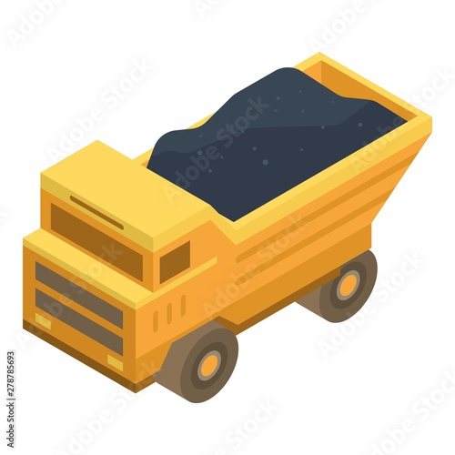 Coal dump truck icon. Isometric of coal dump truck vector icon for web design isolated on white background