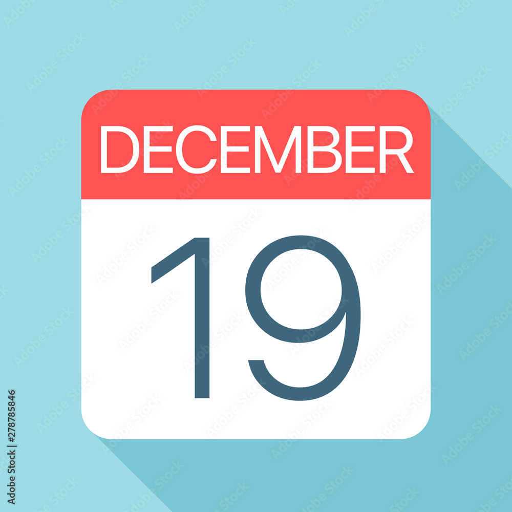 December 19 - Calendar Icon. Vector illustration of one day of month December 19 - Calendar Icon. Vector illustration of one day of month