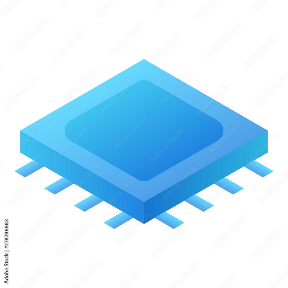Processor chip icon. Isometric of processor chip vector icon for web design isolated on white background Processor chip icon. Isometric of processor chip vector icon for web design isolated on white background