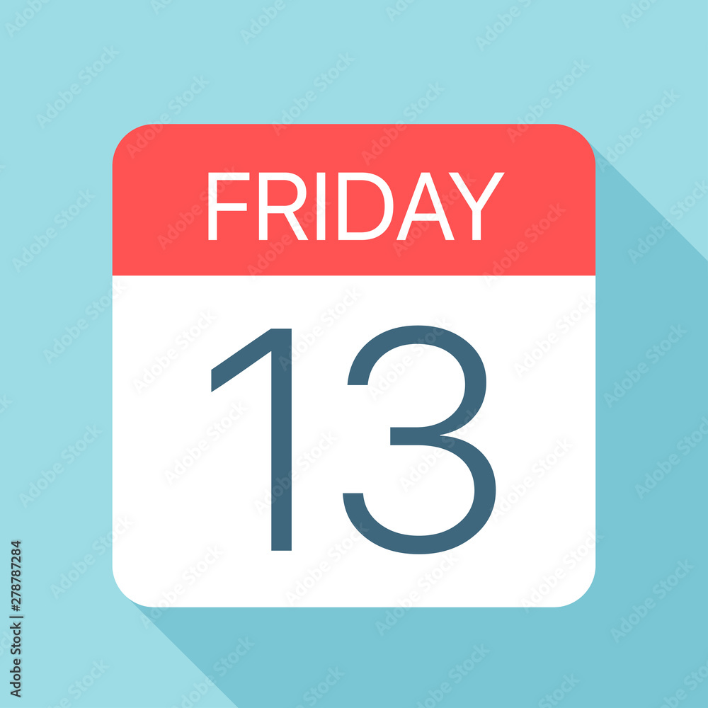 Friday 13 - Calendar Icon. Vector illustration of week day paper leaf. Calendar Template Friday 13 - Calendar Icon. Vector illustration of week day paper leaf. Calendar Template