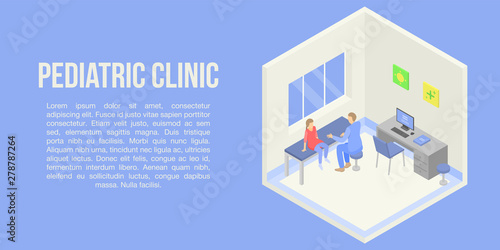 Pediatric clinic concept banner. Isometric illustration of pediatric clinic vector concept banner for web design
