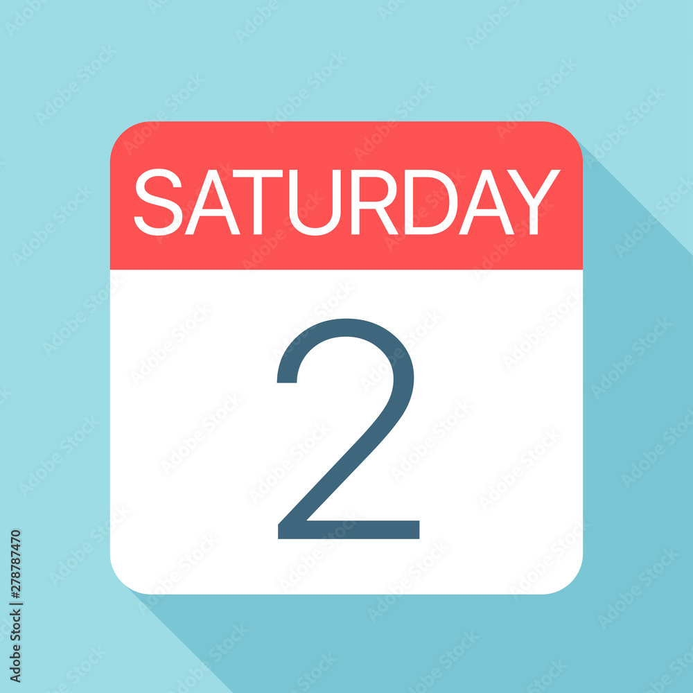 Saturday 2 - Calendar Icon. Vector illustration of week day paper leaf. Calendar Template Saturday 2 - Calendar Icon. Vector illustration of week day paper leaf. Calendar Template