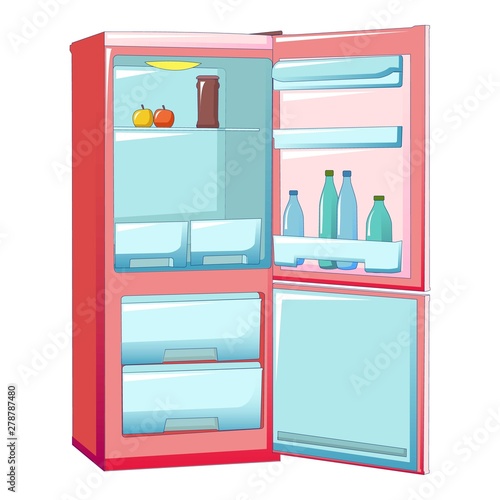 Half empty fridge icon. Cartoon of helf empty fridge vector icon for web design isolated on white background