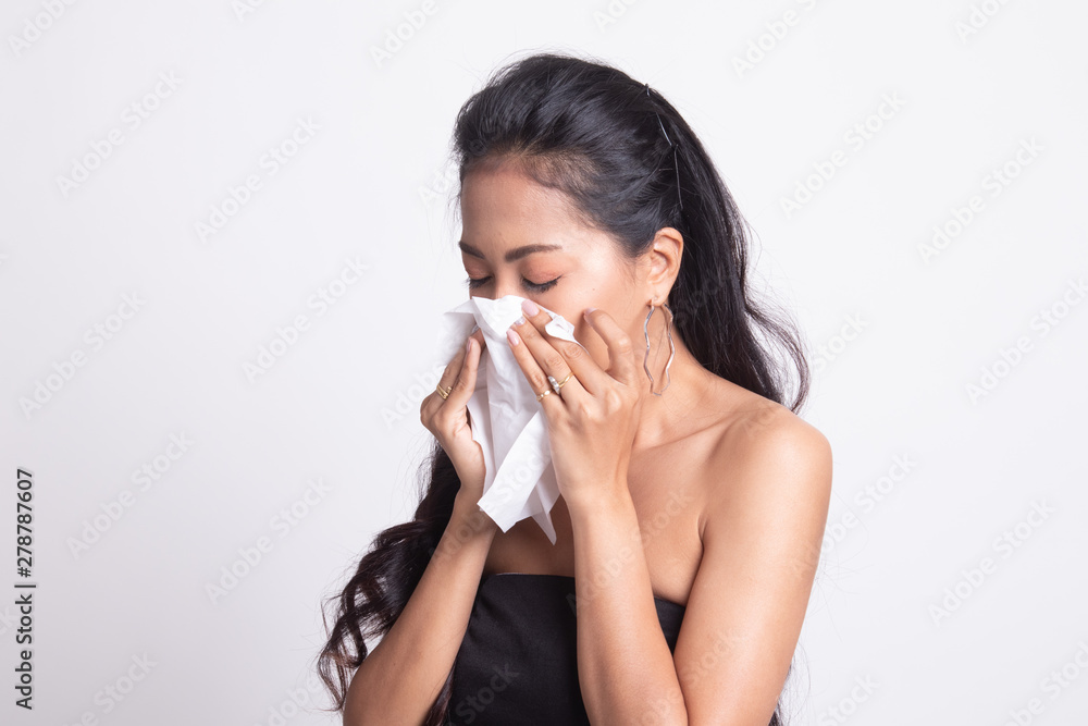 Young Asian woman got sick and flu. Young Asian woman got sick and flu.