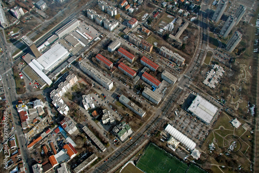 Aerial urban view, Zagreb from airplane