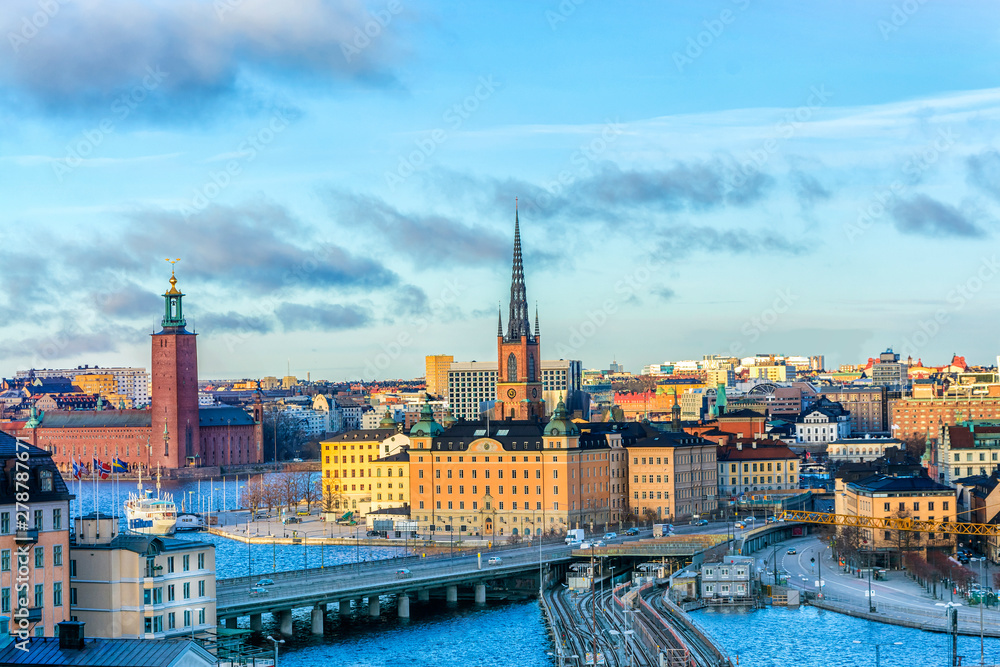 Cityscapes of the city of Stockholm and a panoramic view of the Old Town (Gamla Stan) in Stockholm, the capital of Sweden