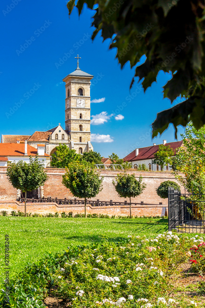 St. Michael's Cathedral, the Roman Catholic Cathedral of the Roman Catholic Archdiocese of Alba Iulia, the oldest and longest cathedral in Romania, exterior citadel view