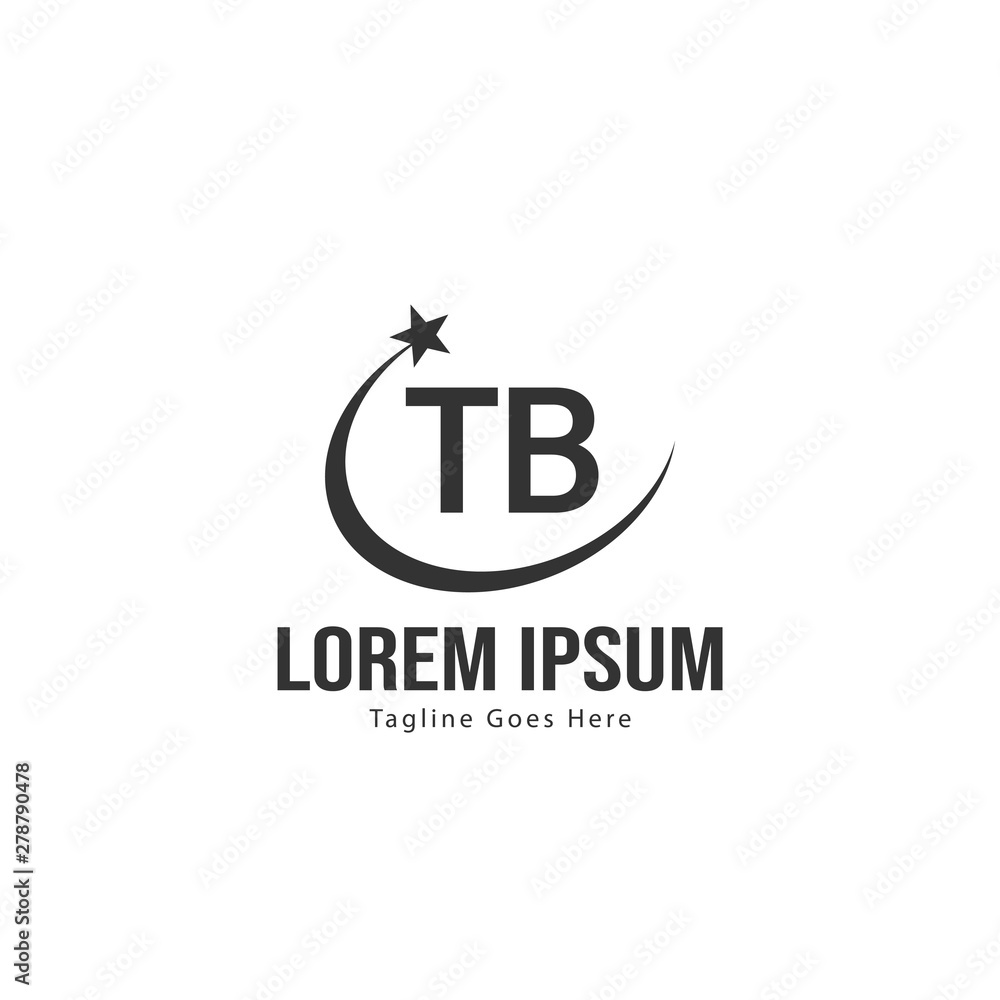 Initial TB logo template with modern frame. Minimalist TB letter logo vector illustration