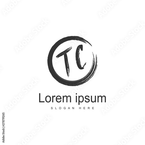 Initial TC logo template with modern frame. Minimalist TC letter logo vector illustration