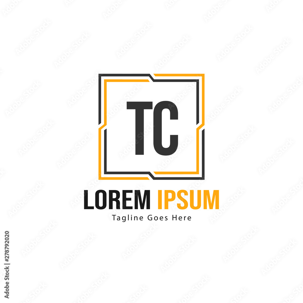 Initial TC logo template with modern frame. Minimalist TC letter logo vector illustration