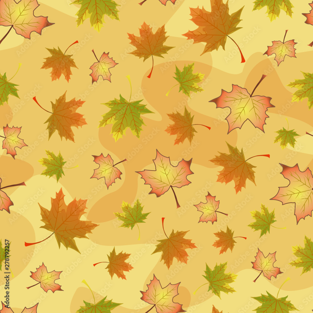 Fototapeta premium autumn pattern leaves maple color illustration background