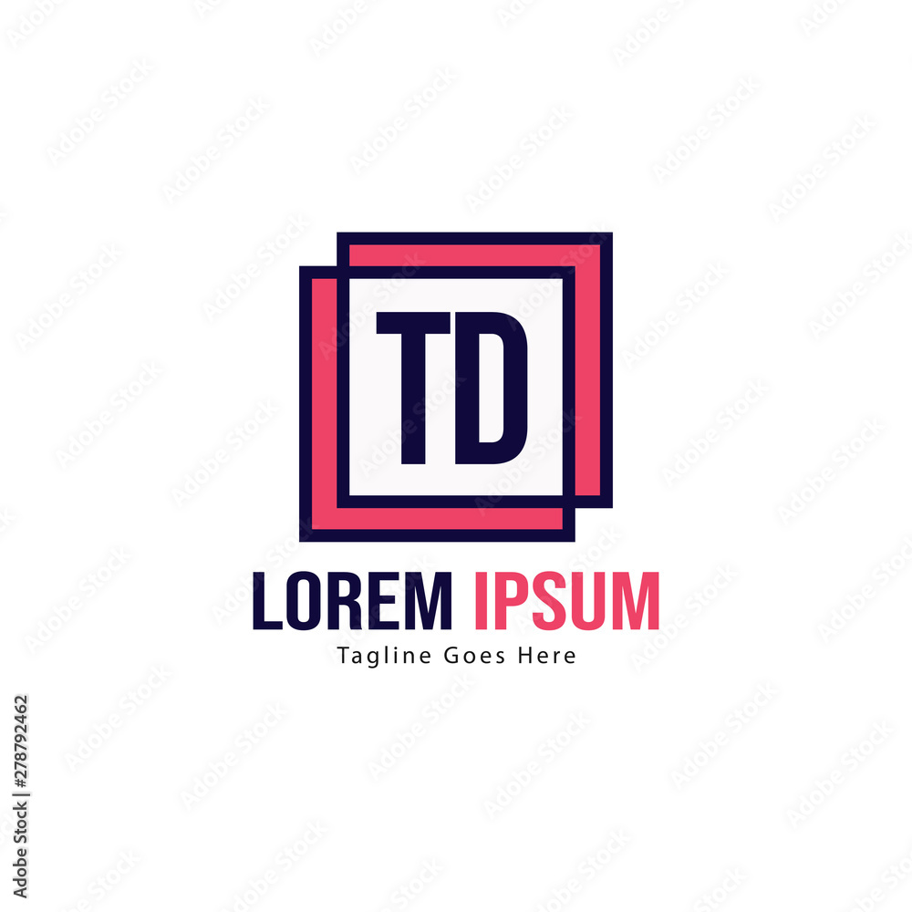 Initial TD logo template with modern frame. Minimalist TD letter logo vector illustration