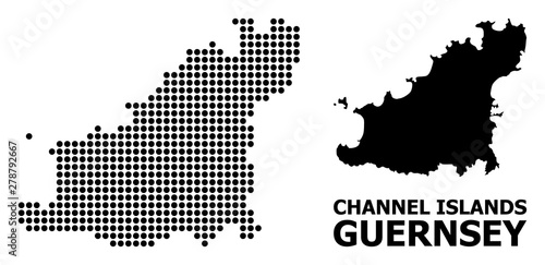 Dot Mosaic Map of Guernsey Island