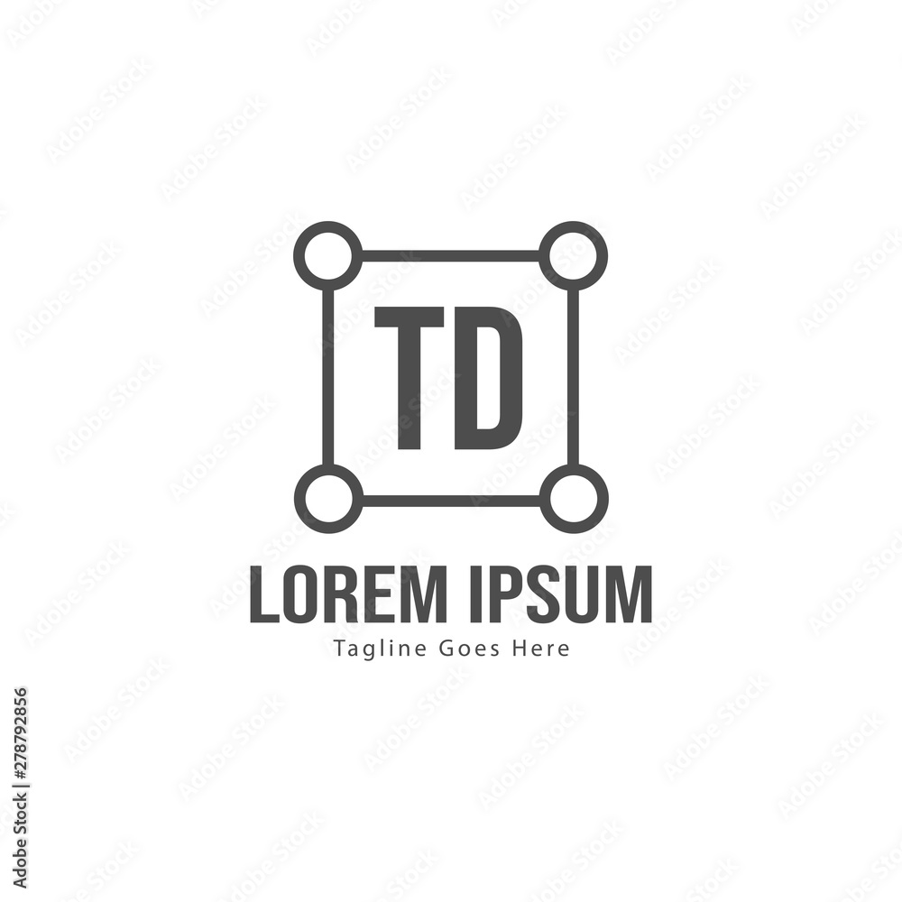 Initial TD logo template with modern frame. Minimalist TD letter logo vector illustration