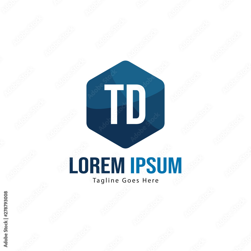 Initial TD logo template with modern frame. Minimalist TD letter logo vector illustration