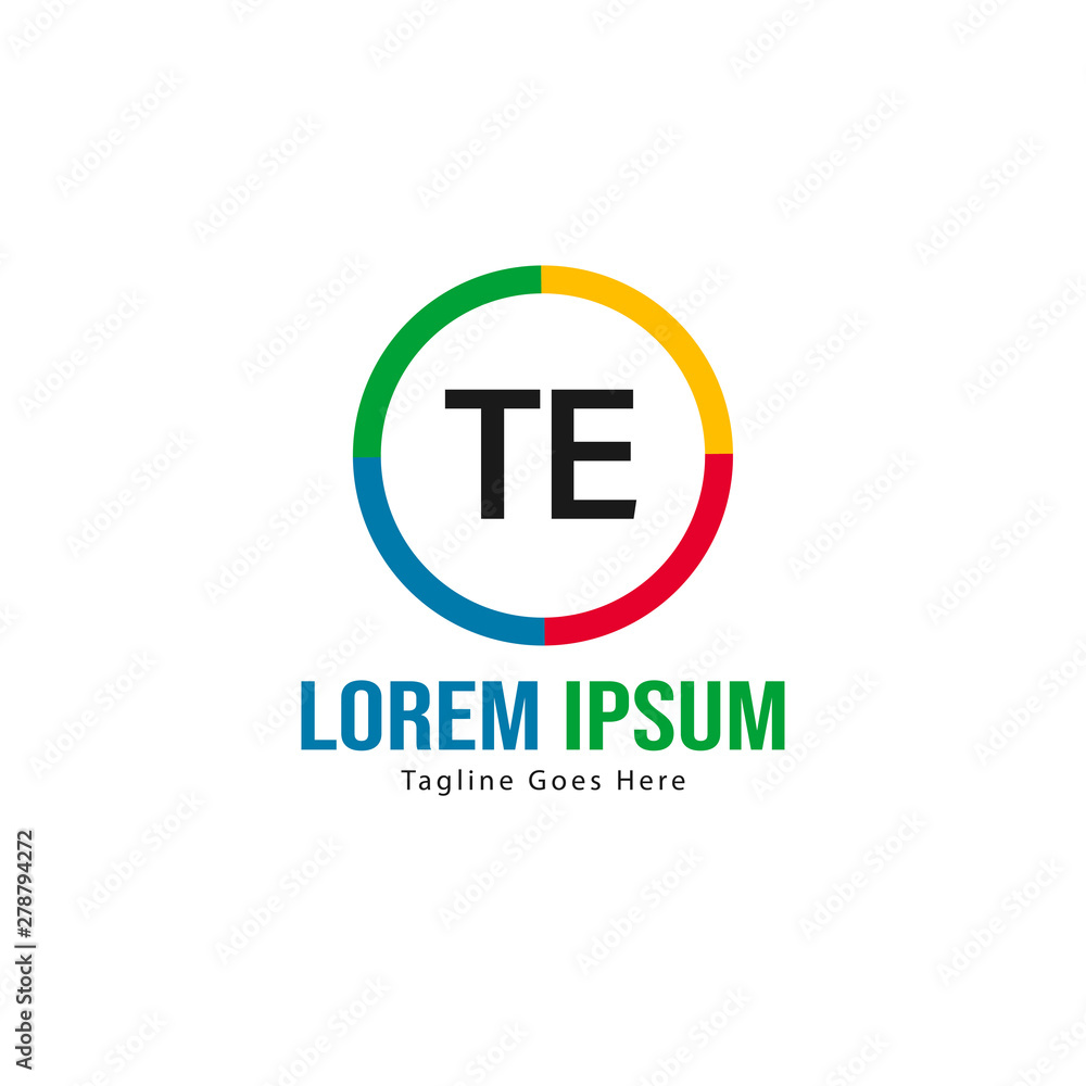 Initial TE logo template with modern frame. Minimalist TE letter logo vector illustration Initial TE logo template with modern frame. Minimalist TE letter logo vector illustration