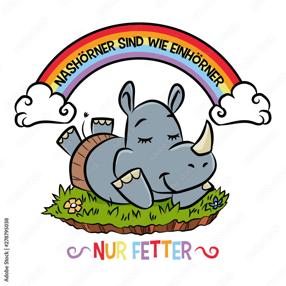 Nashorn Einhorn Comic Spruch StockIllustration Adobe Stock