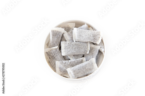 A box of Swedish snus on white background, Isolated.