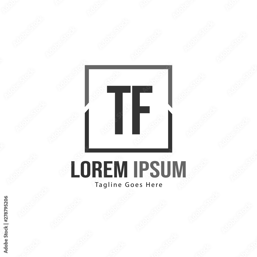 Initial TF logo template with modern frame. Minimalist TF letter logo vector illustration