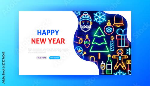 Happy New Year Neon Landing Page