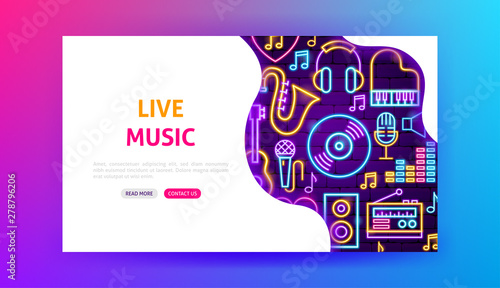 Sticker Live Music Neon Landing Page