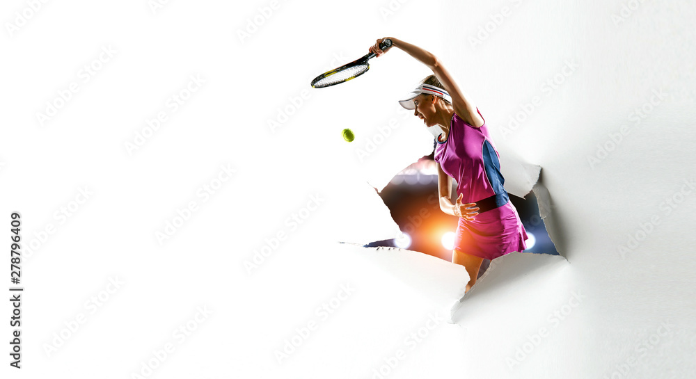 Paper breakthrough hole effect and tennis player