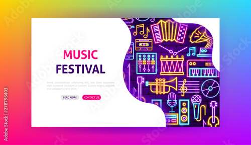 Music Festival Neon Landing Page