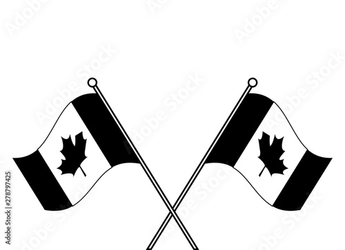 flags of canada patriotic in stick crossed